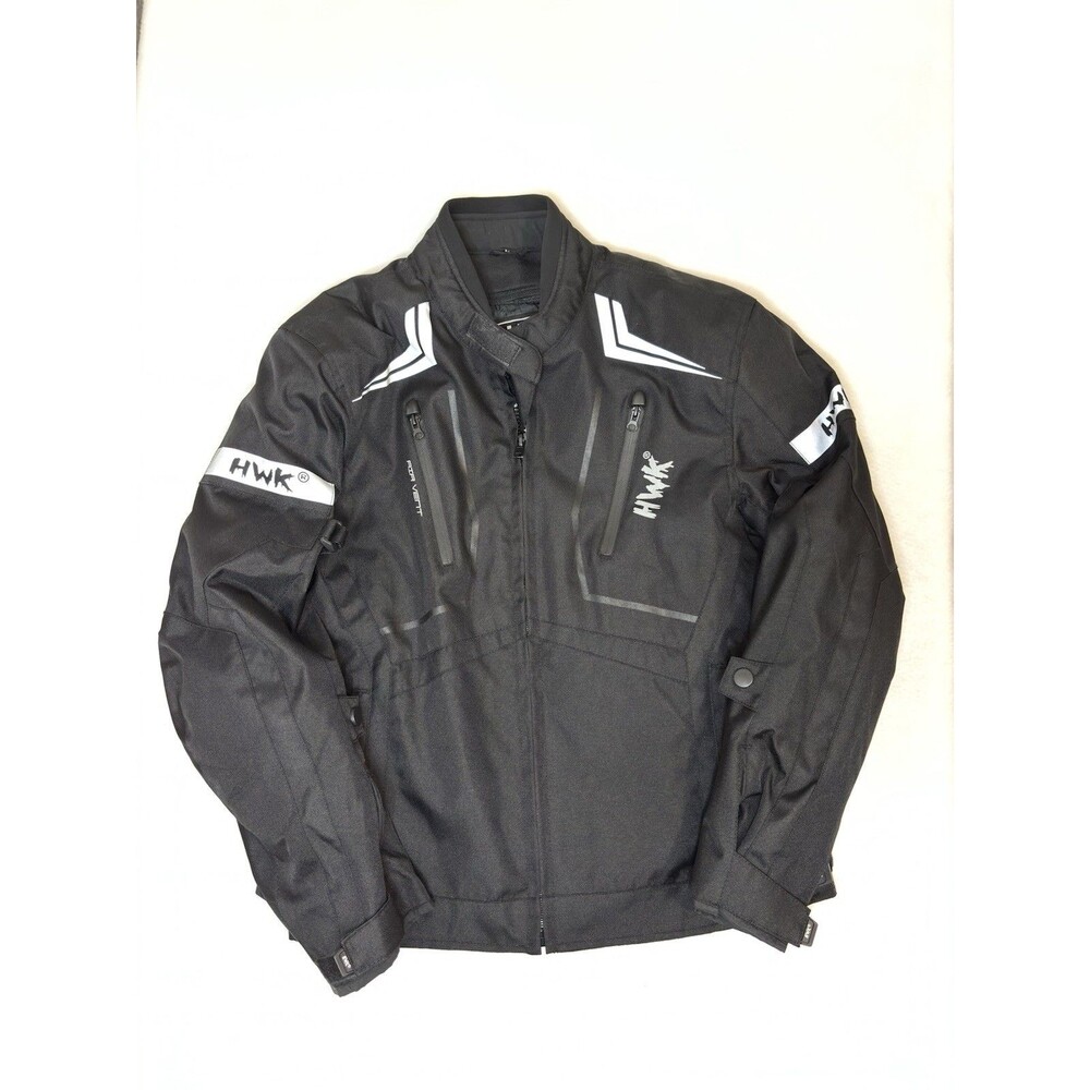 HWK Motorsports Motorcycle Jacket Mens Large Black Armored Riding Gear Padded